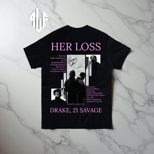 T-shirt de l'album "HER LOSS" de Drake et 21 Savage.